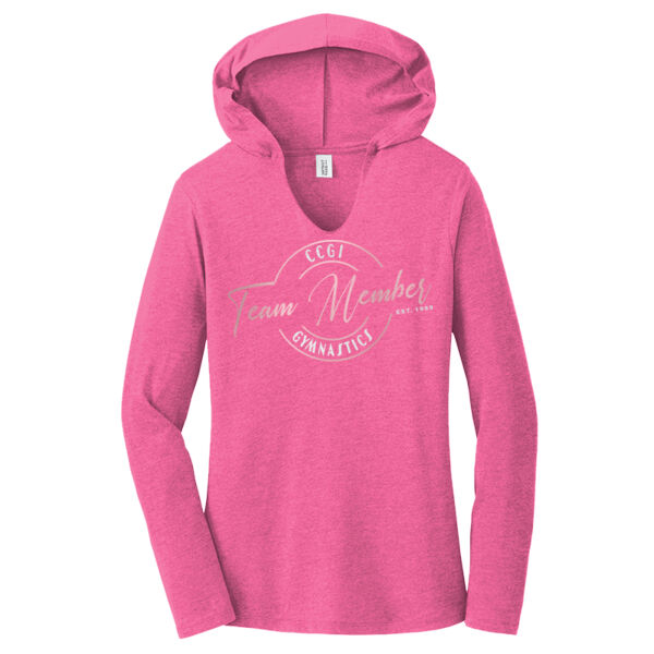 Metallic Team Member  Women's Long Sleeve Hooded Tshirt Thumbnail